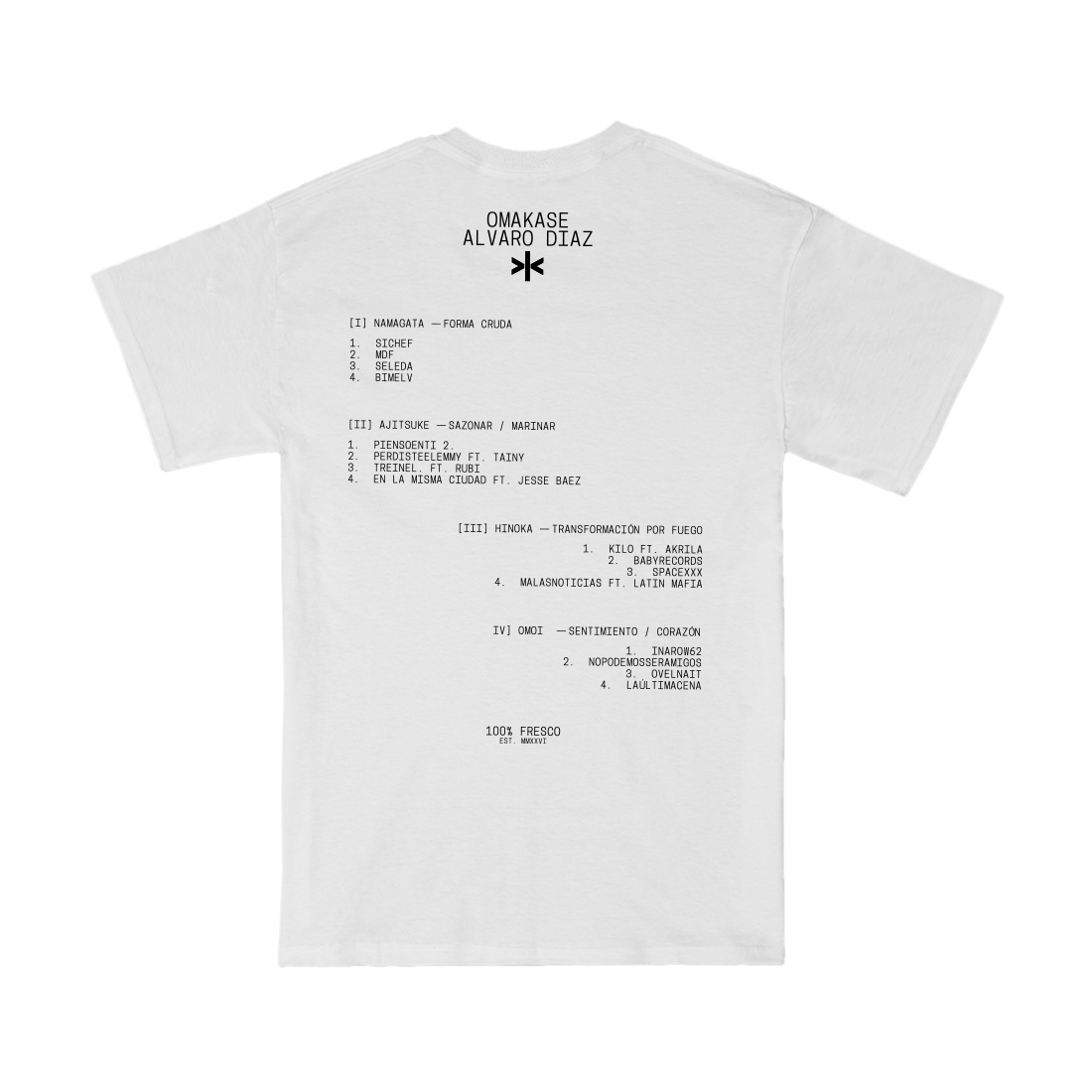 Omakase Tracklist Tee back
